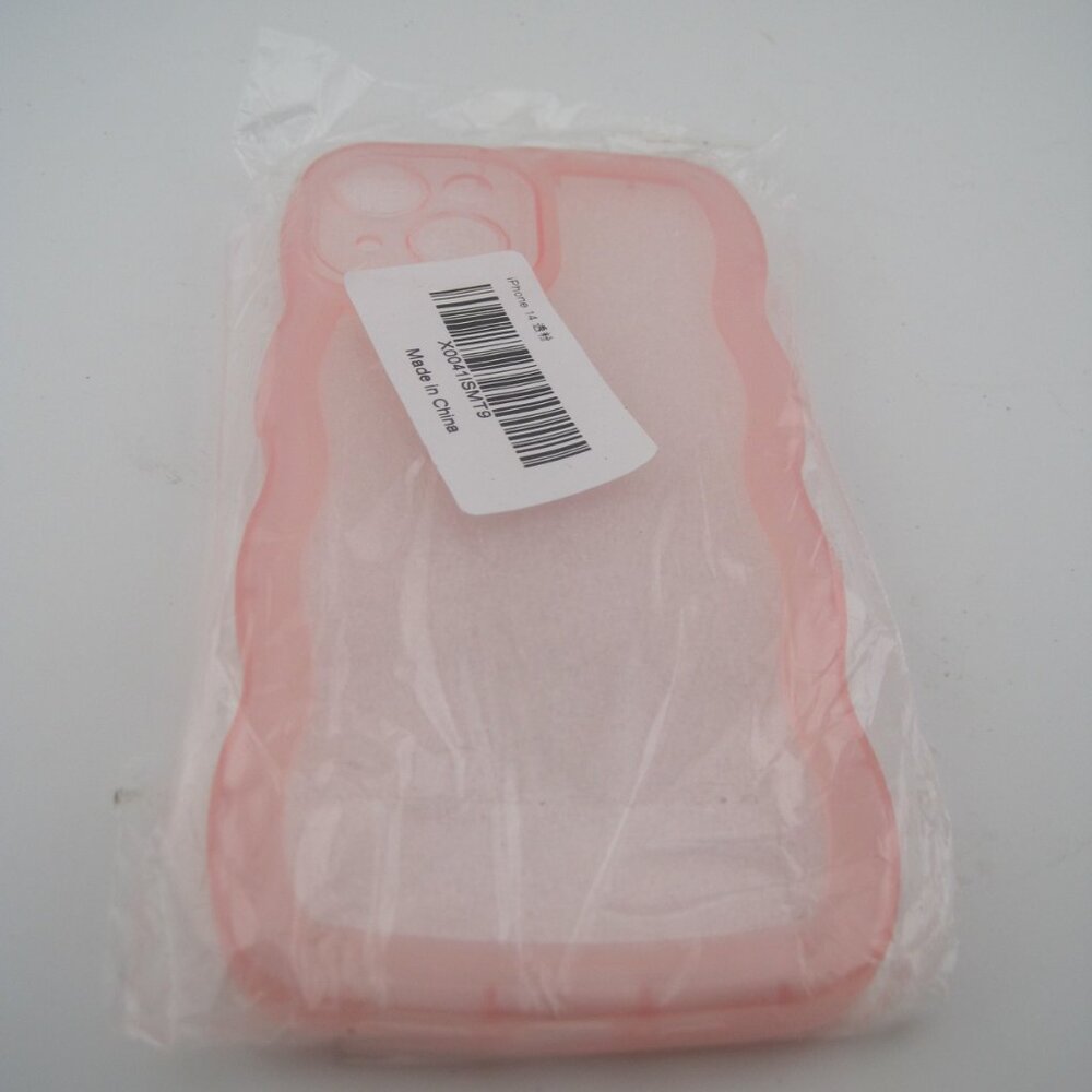 Pink Phone Case for iPhone 14 6.1 inches, Soft Transparent TPU Wavy Edges NEW